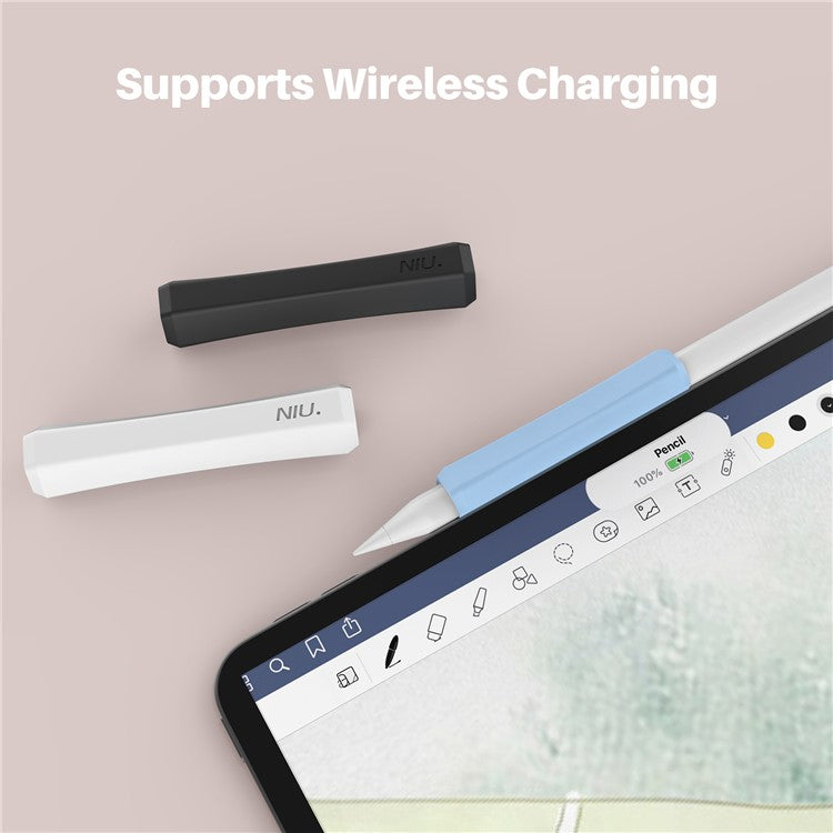 AHASTYLE LC03 3Pcs / Pack Soft Silicone Grip Holder for Apple Pencil 1st / 2nd Generation Stylus Pencil Non-Slip Protective Cover - White / Blue / Black