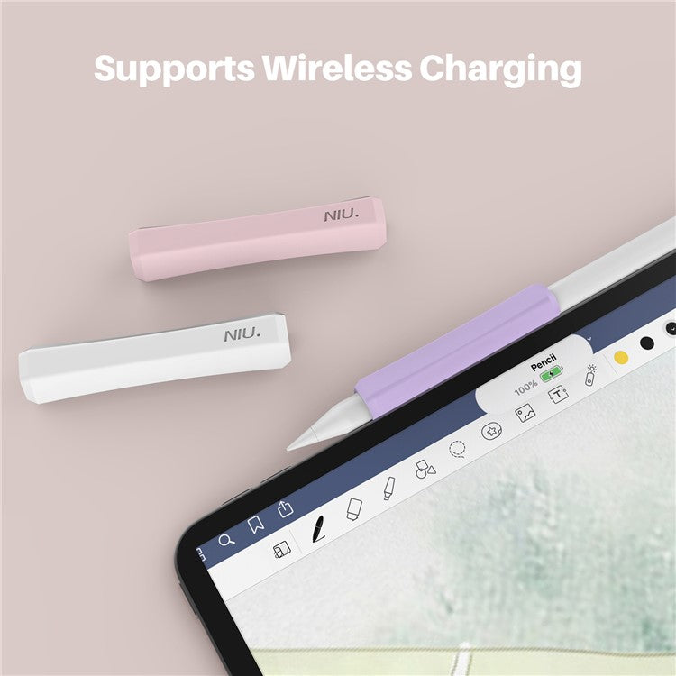 AHASTYLE LC03 3Pcs / Pack Soft Silicone Grip Holder for Apple Pencil 1st / 2nd Generation Stylus Pencil Non-Slip Protective Cover - White / Purple / Pink