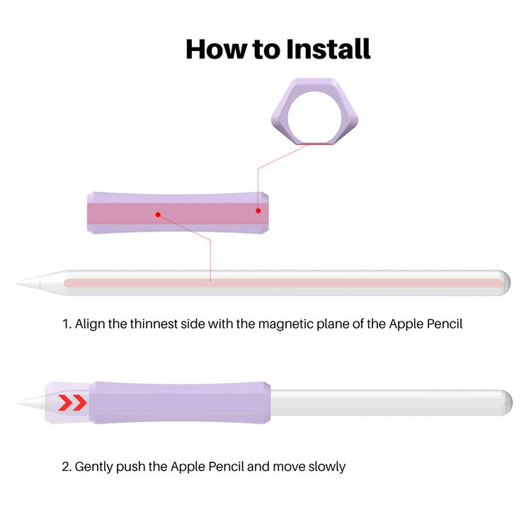 AHASTYLE LC03 3Pcs / Pack Soft Silicone Grip Holder for Apple Pencil 1st / 2nd Generation Stylus Pencil Non-Slip Protective Cover - White / Purple / Pink