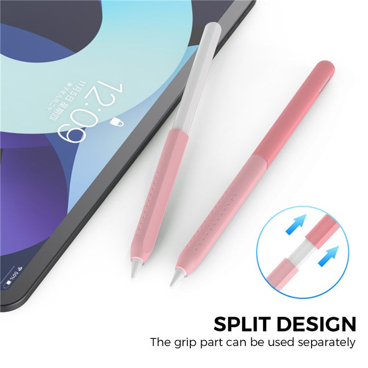 AHASTYLE PT182 Silicone Stylus Pen Cover for Apple Pencil Pro / Pencil (2nd Generation) Color Splicing Retro Capacitive Stylus Sleeve - Pink