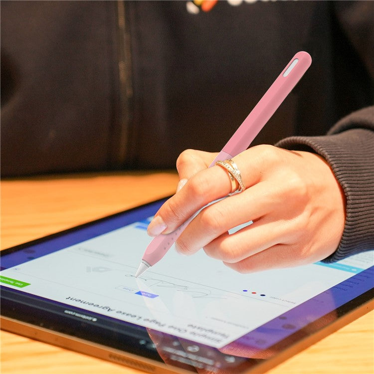 AHASTYLE PT182 Silicone Stylus Pen Cover for Apple Pencil Pro / Pencil (2nd Generation) Color Splicing Retro Capacitive Stylus Sleeve - Pink