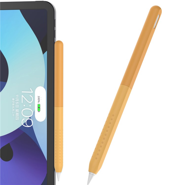 AHASTYLE PT182 Silicone Stylus Pen Cover for Apple Pencil Pro / Pencil (2nd Generation) Color Splicing Retro Capacitive Stylus Sleeve - Yellow