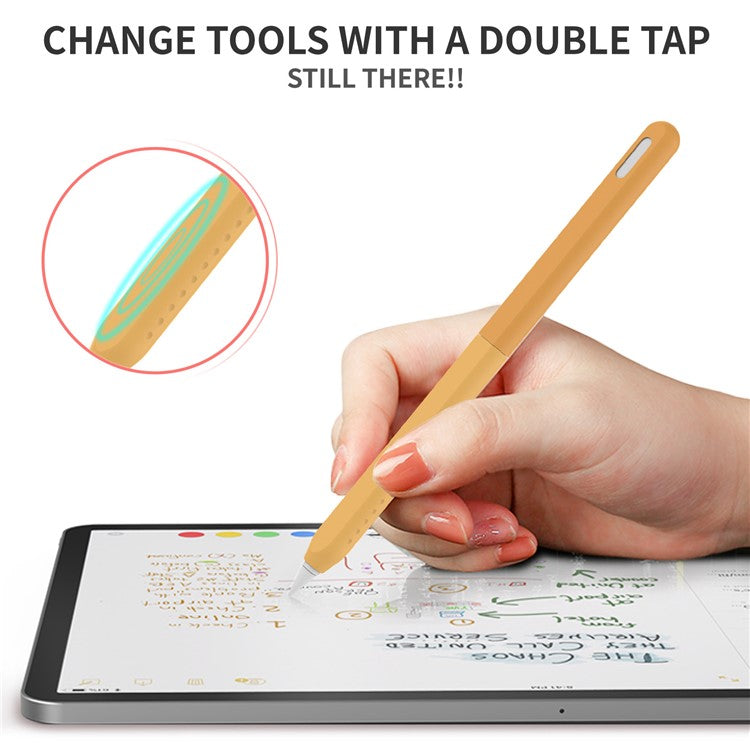 AHASTYLE PT182 Silicone Stylus Pen Cover for Apple Pencil Pro / Pencil (2nd Generation) Color Splicing Retro Capacitive Stylus Sleeve - Yellow