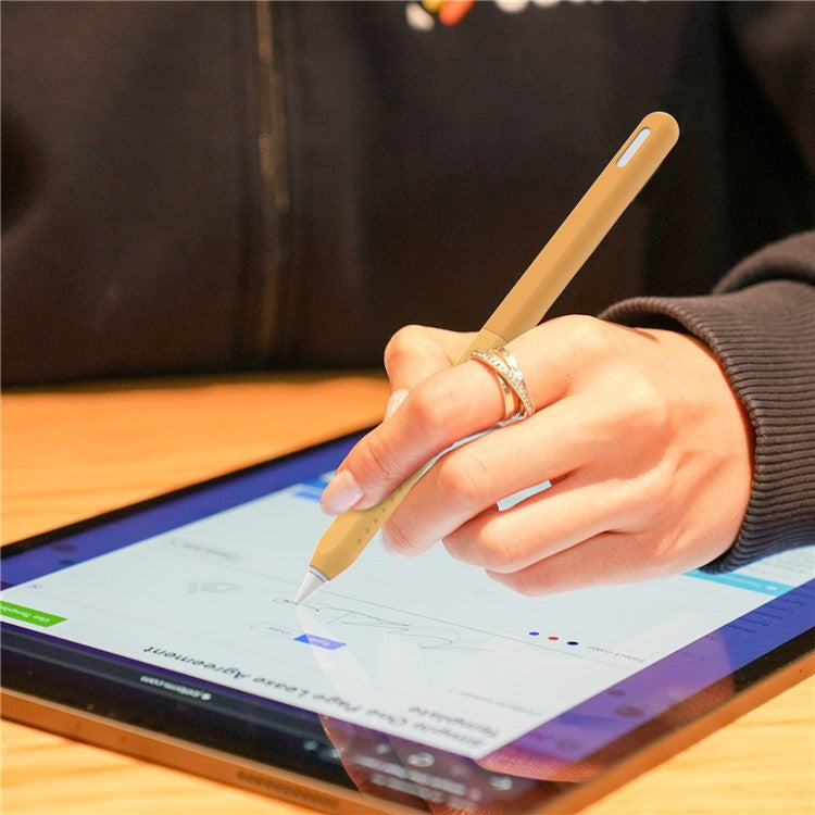 AHASTYLE PT182 Silicone Stylus Pen Cover for Apple Pencil Pro / Pencil (2nd Generation) Color Splicing Retro Capacitive Stylus Sleeve - Yellow