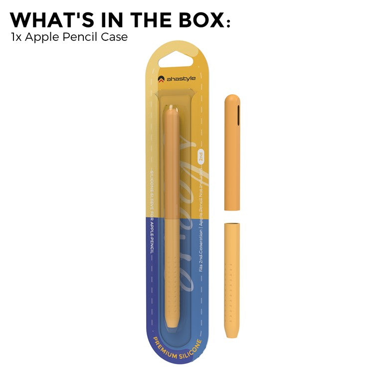 AHASTYLE PT182 Silicone Stylus Pen Cover for Apple Pencil Pro / Pencil (2nd Generation) Color Splicing Retro Capacitive Stylus Sleeve - Yellow