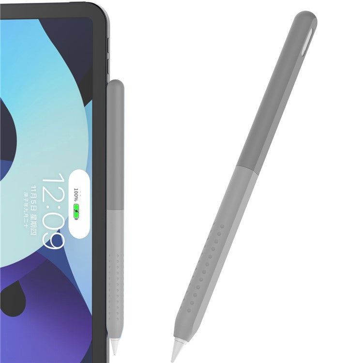 AHASTYLE PT182 Silicone Stylus Pen Cover for Apple Pencil Pro / Pencil (2nd Generation) Color Splicing Retro Capacitive Stylus Sleeve - Grey