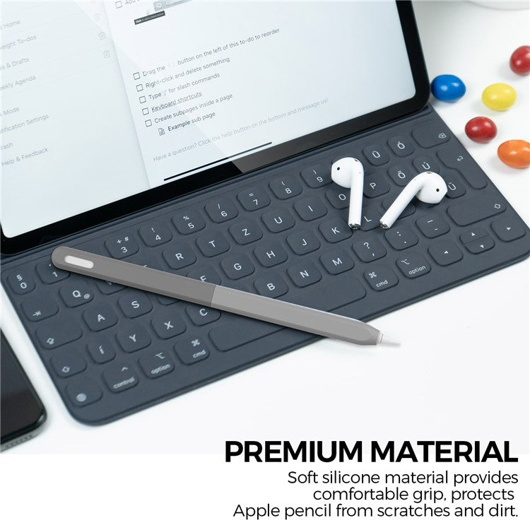 AHASTYLE PT182 Silicone Stylus Pen Cover for Apple Pencil Pro / Pencil (2nd Generation) Color Splicing Retro Capacitive Stylus Sleeve - Grey