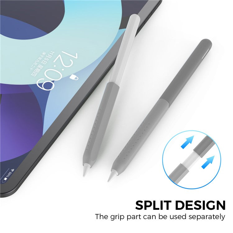 AHASTYLE PT182 Silicone Stylus Pen Cover for Apple Pencil Pro / Pencil (2nd Generation) Color Splicing Retro Capacitive Stylus Sleeve - Grey