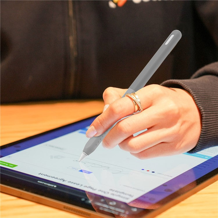 AHASTYLE PT182 Silicone Stylus Pen Cover for Apple Pencil Pro / Pencil (2nd Generation) Color Splicing Retro Capacitive Stylus Sleeve - Grey