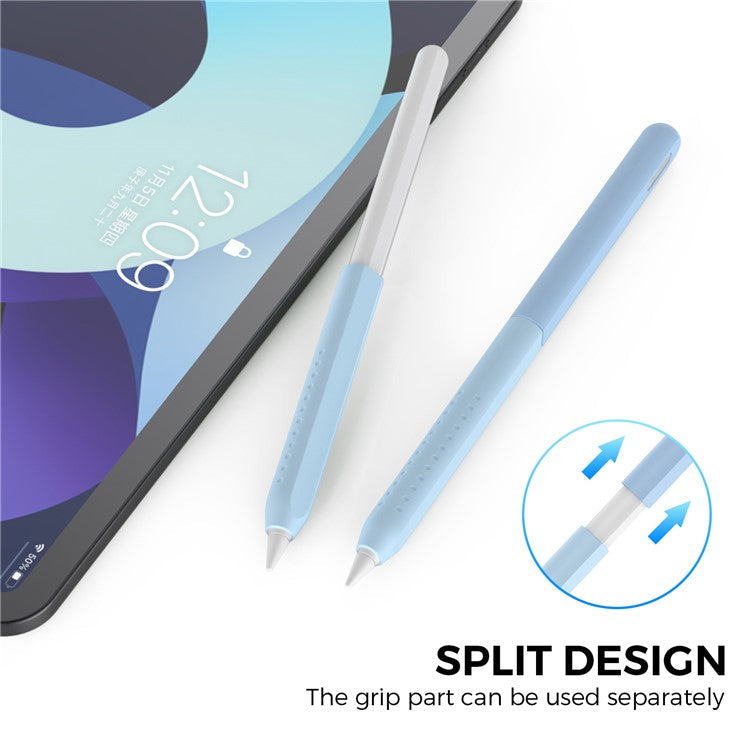 AHASTYLE PT182 Silicone Stylus Pen Cover for Apple Pencil Pro / Pencil (2nd Generation) Color Splicing Retro Capacitive Stylus Sleeve - Blue
