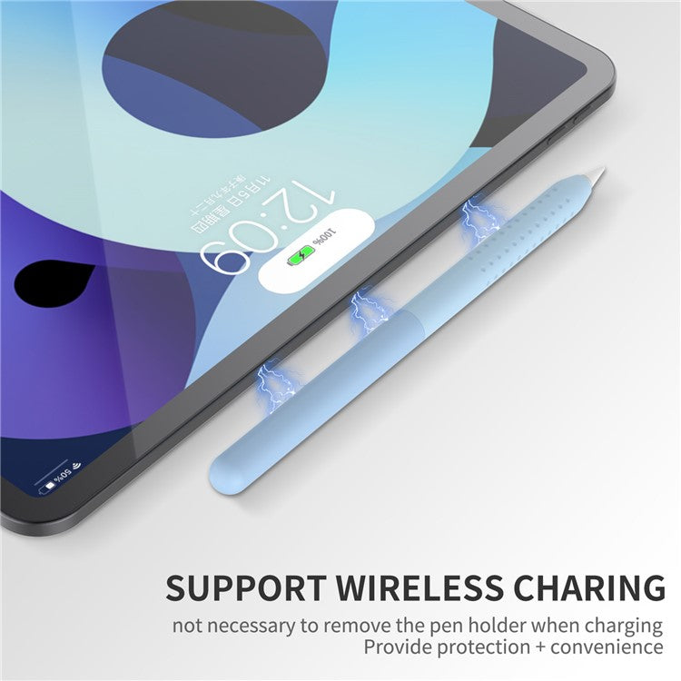 AHASTYLE PT182 Silicone Stylus Pen Cover for Apple Pencil Pro / Pencil (2nd Generation) Color Splicing Retro Capacitive Stylus Sleeve - Blue