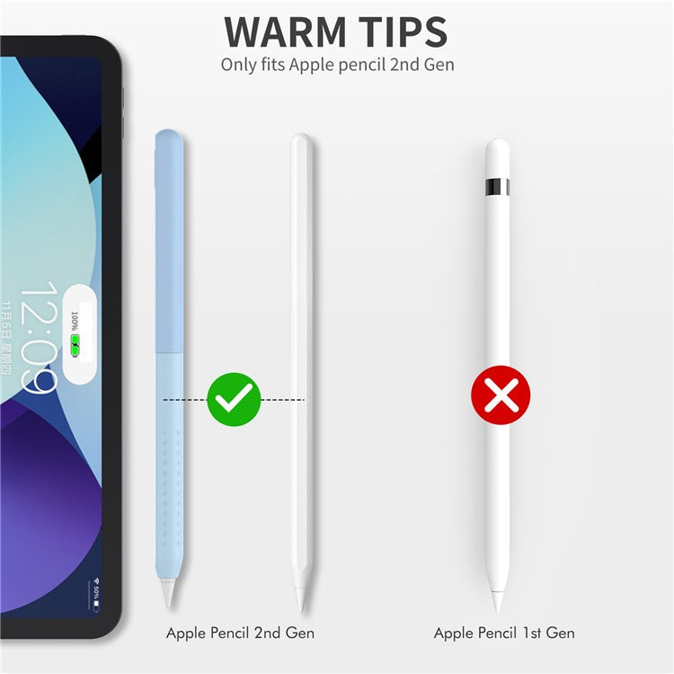 AHASTYLE PT182 Silicone Stylus Pen Cover for Apple Pencil Pro / Pencil (2nd Generation) Color Splicing Retro Capacitive Stylus Sleeve - Blue