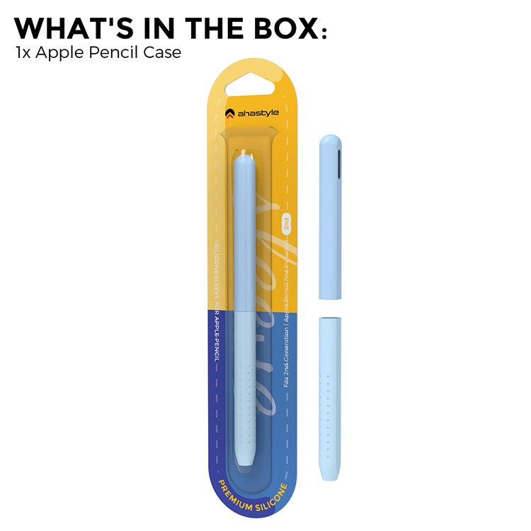 AHASTYLE PT182 Silicone Stylus Pen Cover for Apple Pencil Pro / Pencil (2nd Generation) Color Splicing Retro Capacitive Stylus Sleeve - Blue