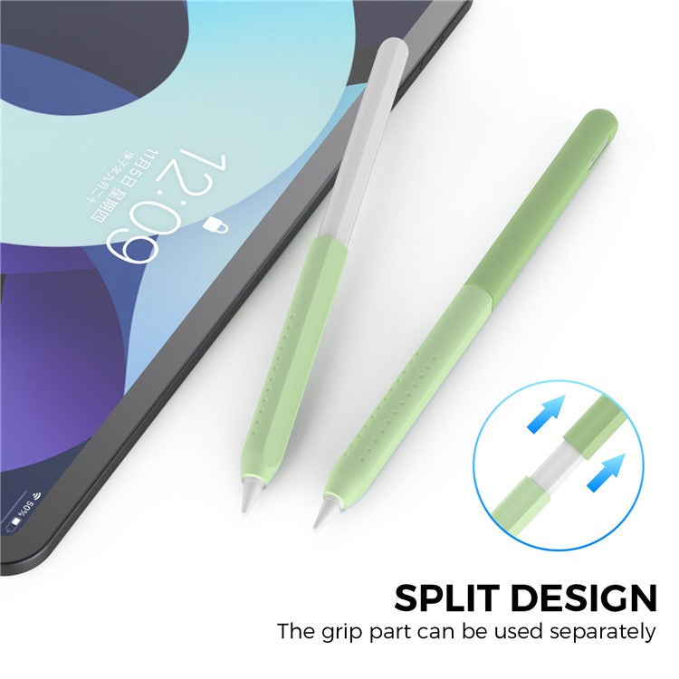 AHASTYLE PT182 Silicone Stylus Pen Cover for Apple Pencil Pro / Pencil (2nd Generation) Color Splicing Retro Capacitive Stylus Sleeve - Green