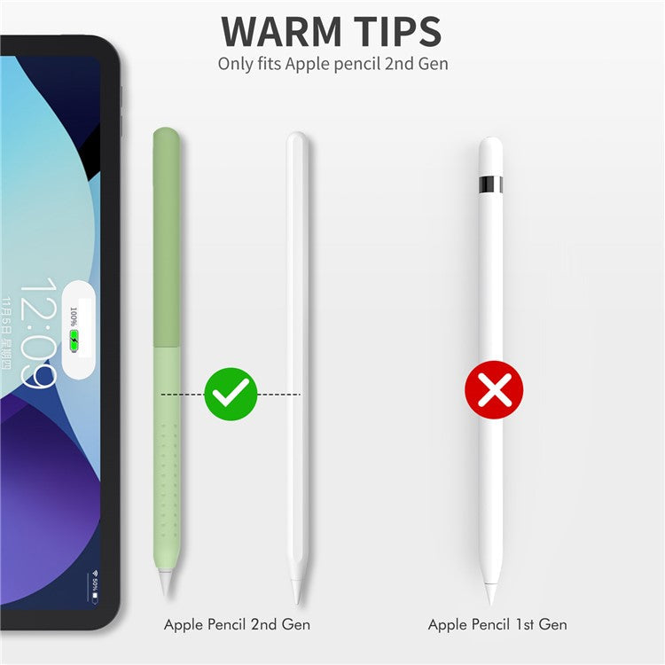 AHASTYLE PT182 Silicone Stylus Pen Cover for Apple Pencil Pro / Pencil (2nd Generation) Color Splicing Retro Capacitive Stylus Sleeve - Green