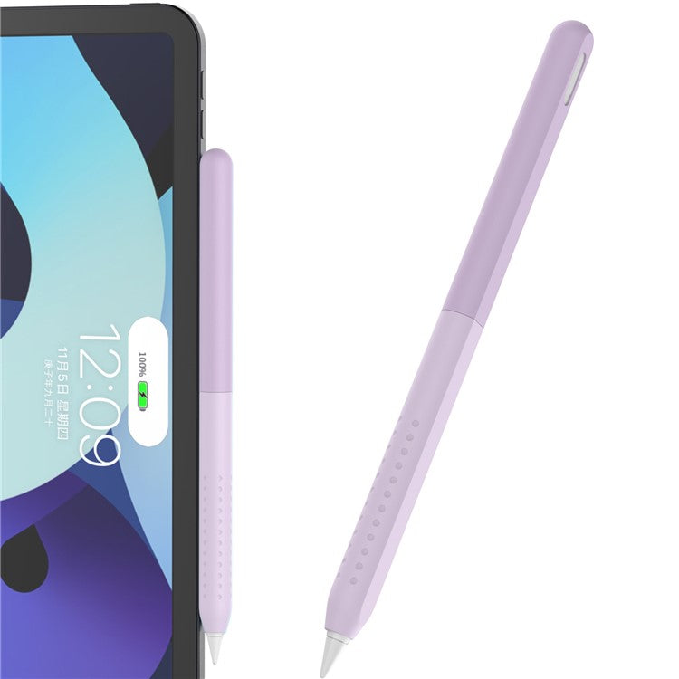 AHASTYLE PT182 Silicone Stylus Pen Cover for Apple Pencil Pro / Pencil (2nd Generation) Color Splicing Retro Capacitive Stylus Sleeve - Purple