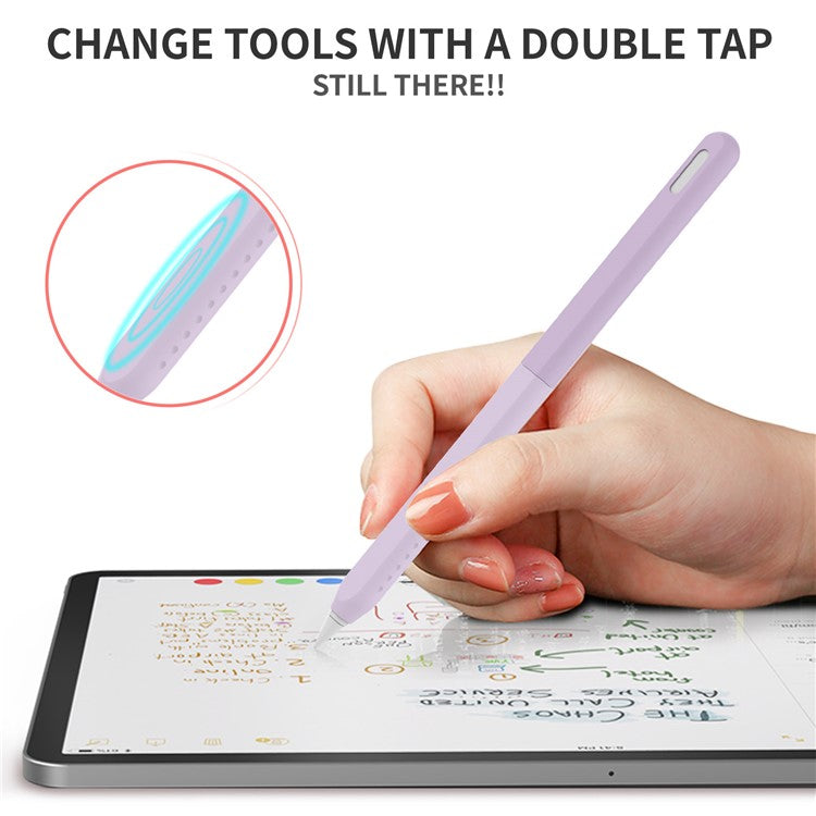 AHASTYLE PT182 Silicone Stylus Pen Cover for Apple Pencil Pro / Pencil (2nd Generation) Color Splicing Retro Capacitive Stylus Sleeve - Purple
