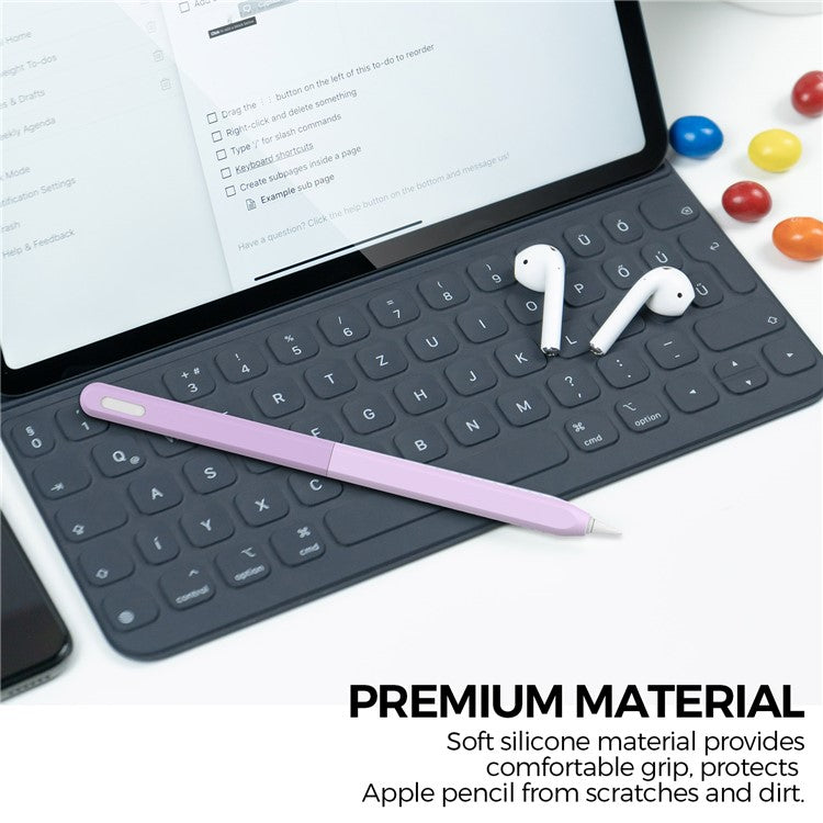 AHASTYLE PT182 Silicone Stylus Pen Cover for Apple Pencil Pro / Pencil (2nd Generation) Color Splicing Retro Capacitive Stylus Sleeve - Purple