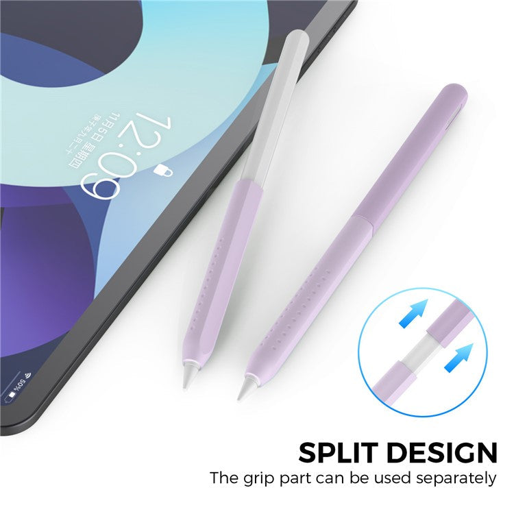 AHASTYLE PT182 Silicone Stylus Pen Cover for Apple Pencil Pro / Pencil (2nd Generation) Color Splicing Retro Capacitive Stylus Sleeve - Purple