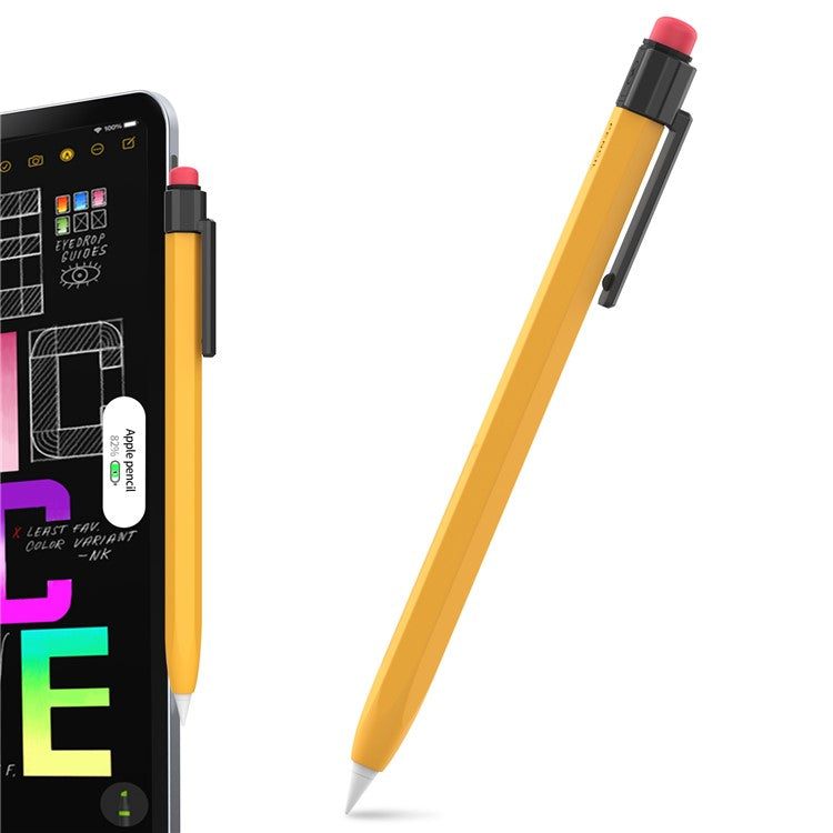 AHASTYLE PT80-2-K For Apple Pencil 2nd Generation Soft Silicone Cover Stylus Pen Anti-drop Sleeve - Yellow