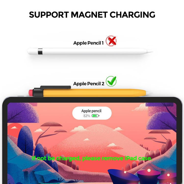 AHASTYLE PT80-2-K For Apple Pencil 2nd Generation Soft Silicone Cover Stylus Pen Anti-drop Sleeve - Yellow