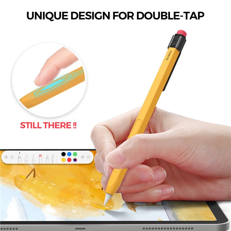 AHASTYLE PT80-2-K For Apple Pencil 2nd Generation Soft Silicone Cover Stylus Pen Anti-drop Sleeve - Yellow