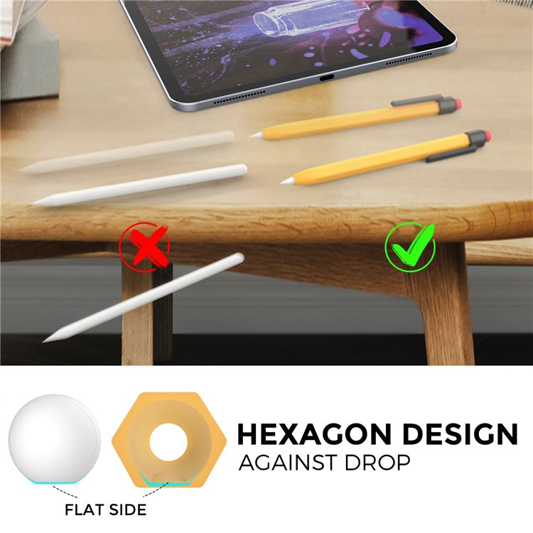 AHASTYLE PT80-2-K For Apple Pencil 2nd Generation Soft Silicone Cover Stylus Pen Anti-drop Sleeve - Yellow