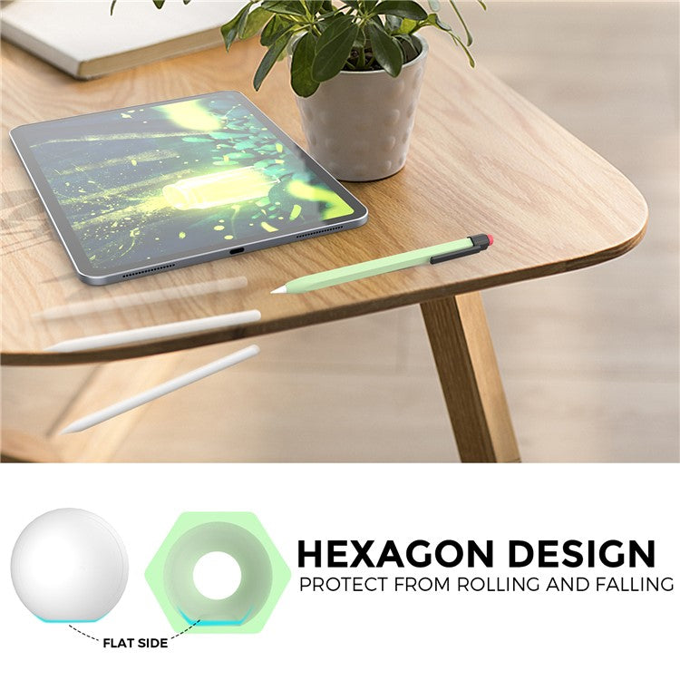 AHASTYLE PT80-2-K For Apple Pencil 2nd Generation Soft Silicone Cover Stylus Pen Anti-drop Sleeve - Matcha Green