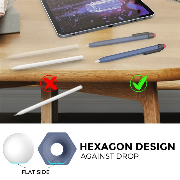 AHASTYLE PT80-2-K For Apple Pencil 2nd Generation Soft Silicone Cover Stylus Pen Anti-drop Sleeve - Midnight Blue