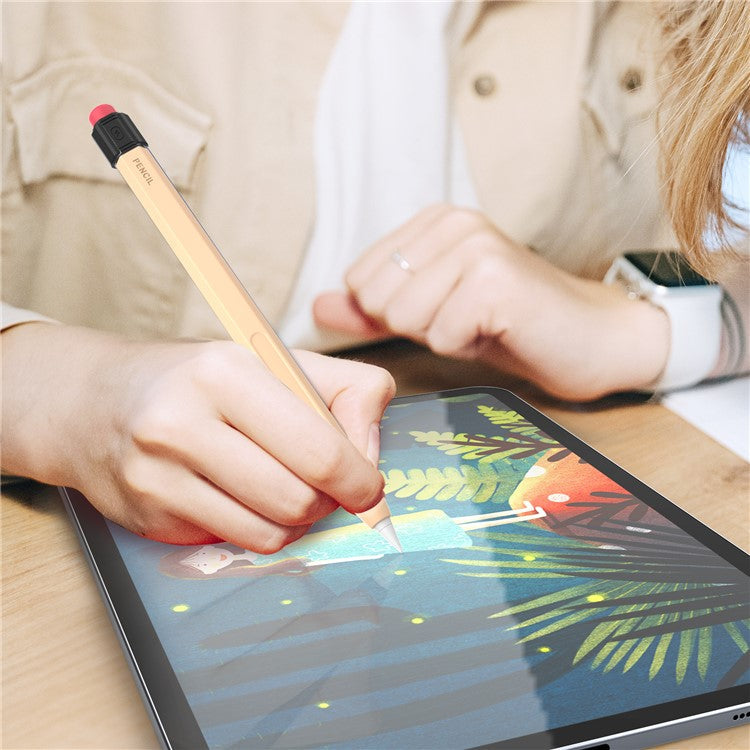 AHASTYLE PT80-2-K For Apple Pencil 2nd Generation Soft Silicone Cover Stylus Pen Anti-drop Sleeve - Apricot