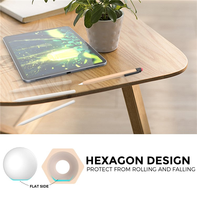 AHASTYLE PT80-2-K For Apple Pencil 2nd Generation Soft Silicone Cover Stylus Pen Anti-drop Sleeve - Apricot