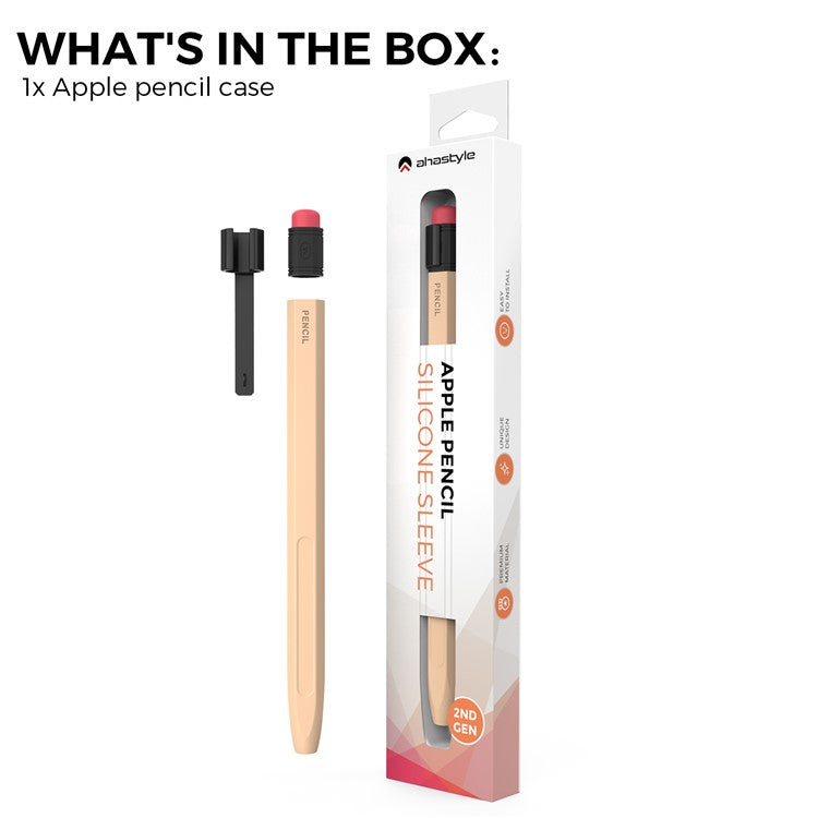 AHASTYLE PT80-2-K For Apple Pencil 2nd Generation Soft Silicone Cover Stylus Pen Anti-drop Sleeve - Apricot