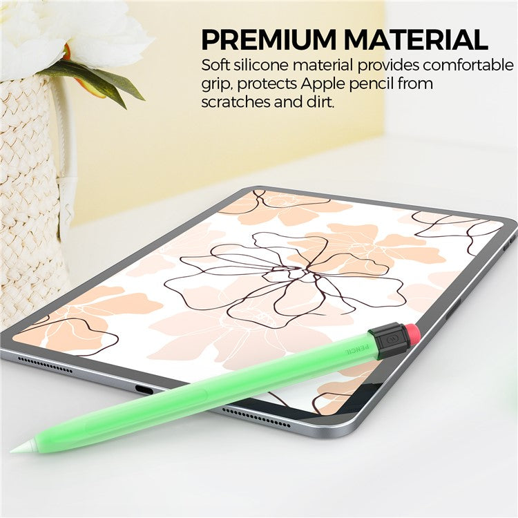 AHASTYLE PT80-2-K For Apple Pencil 2nd Generation Soft Silicone Cover Stylus Pen Anti-drop Sleeve - Fluorescent Green