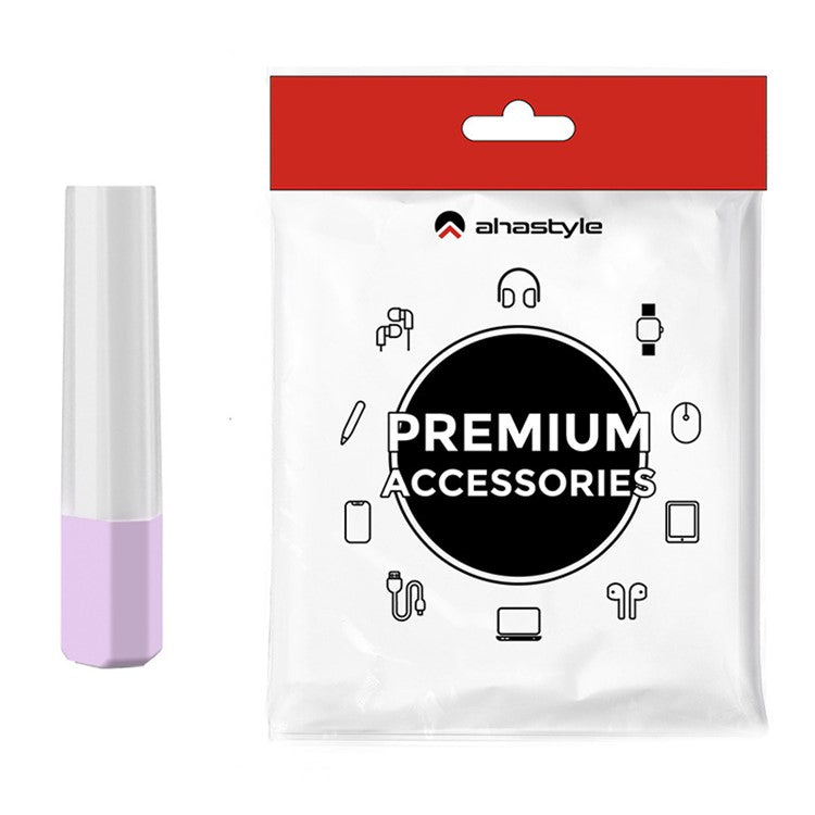 AHASTYLE PT185 For Apple Pencil (2nd Generation) Silicone Sleeve Stylus Pen Case Cover Protective Pencil Grip Holder - Transparent Purple