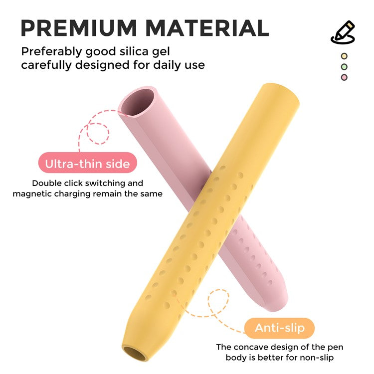 AHASTYLE PT182 For Apple Pencil (1st Generation) / (2nd Generation) Silicone Grip Holder Protective Sleeve Cover - Pink