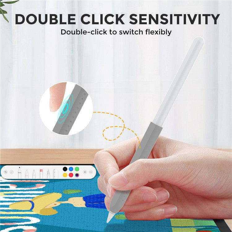 AHASTYLE PT182 For Apple Pencil (1st Generation) / (2nd Generation) Silicone Grip Holder Protective Sleeve Cover - Grey