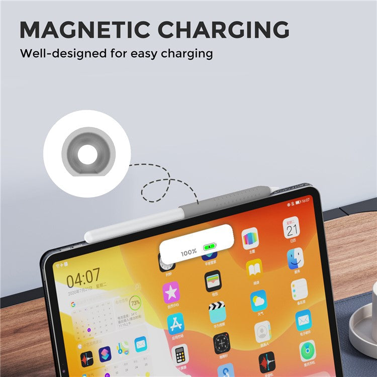 AHASTYLE PT182 For Apple Pencil (1st Generation) / (2nd Generation) Silicone Grip Holder Protective Sleeve Cover - Grey