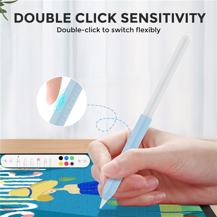 AHASTYLE PT182 For Apple Pencil (1st Generation) / (2nd Generation) Silicone Grip Holder Protective Sleeve Cover - Blue