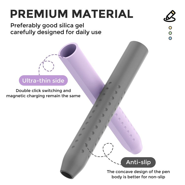 AHASTYLE PT182 For Apple Pencil (1st Generation) / (2nd Generation) Silicone Grip Holder Protective Sleeve Cover - Purple