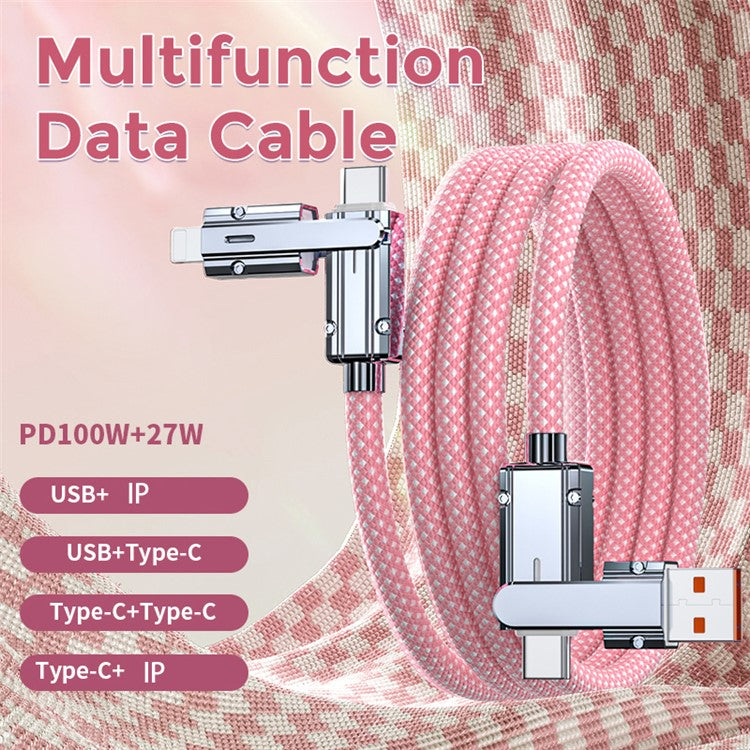 AHASTYLE XC04 1m PD 27W Data Cable USB-A / Type-C to Type-C / IP Charging Cable - Pink