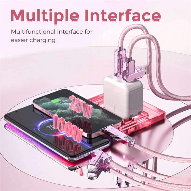 AHASTYLE XC04 1m PD 27W Data Cable USB-A / Type-C to Type-C / IP Charging Cable - Pink