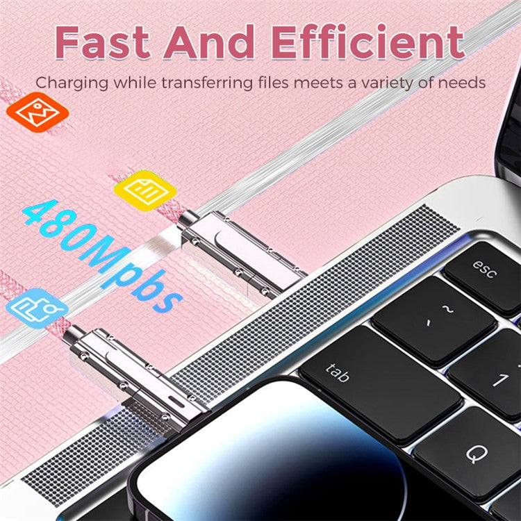 AHASTYLE XC04 1m PD 27W Data Cable USB-A / Type-C to Type-C / IP Charging Cable - Pink