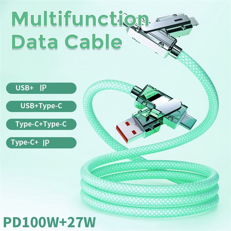 AHASTYLE XC04 1m PD 27W Data Cable USB-A / Type-C to Type-C / IP Charging Cable - Green
