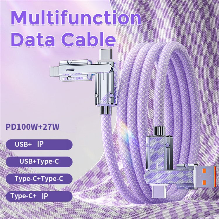 AHASTYLE XC04 1m PD 27W Data Cable USB-A / Type-C to Type-C / IP Charging Cable - Purple