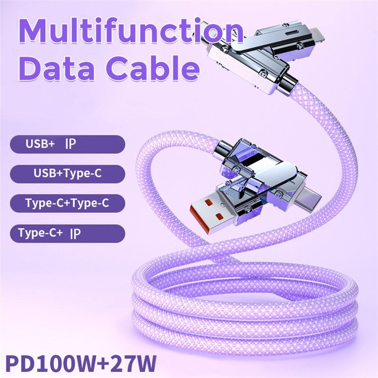 AHASTYLE XC04 1m PD 27W Data Cable USB-A / Type-C to Type-C / IP Charging Cable - Purple
