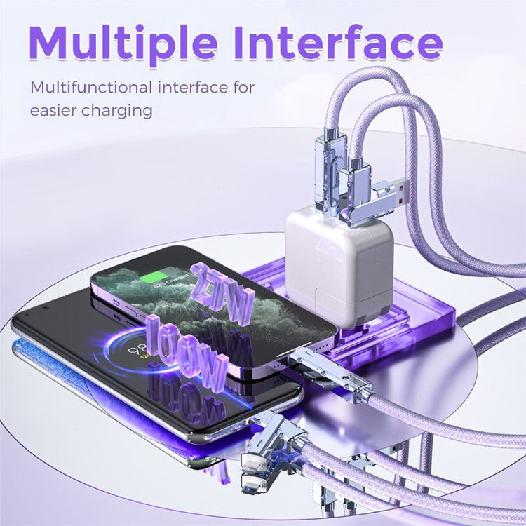 AHASTYLE XC04 1m PD 27W Data Cable USB-A / Type-C to Type-C / IP Charging Cable - Purple