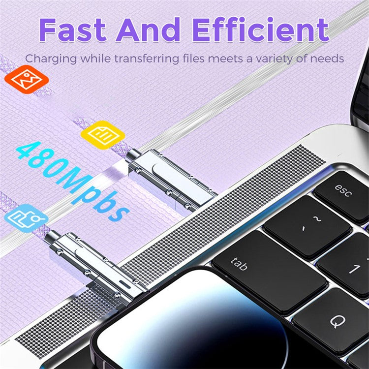 AHASTYLE XC04 1m PD 27W Data Cable USB-A / Type-C to Type-C / IP Charging Cable - Purple