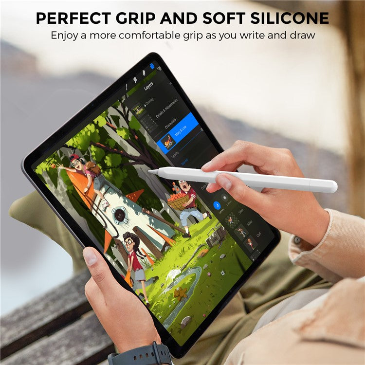 AHASTYLE PT65-3 For Apple Pencil (USB-C) Silicone Sleeve Anti-Drop Pencil Protective Cover - White