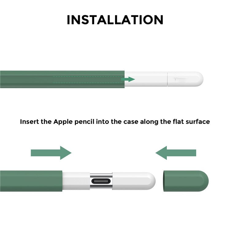 AHASTYLE PT65-3 For Apple Pencil (USB-C) Silicone Sleeve Anti-Drop Pencil Protective Cover - Dark Green