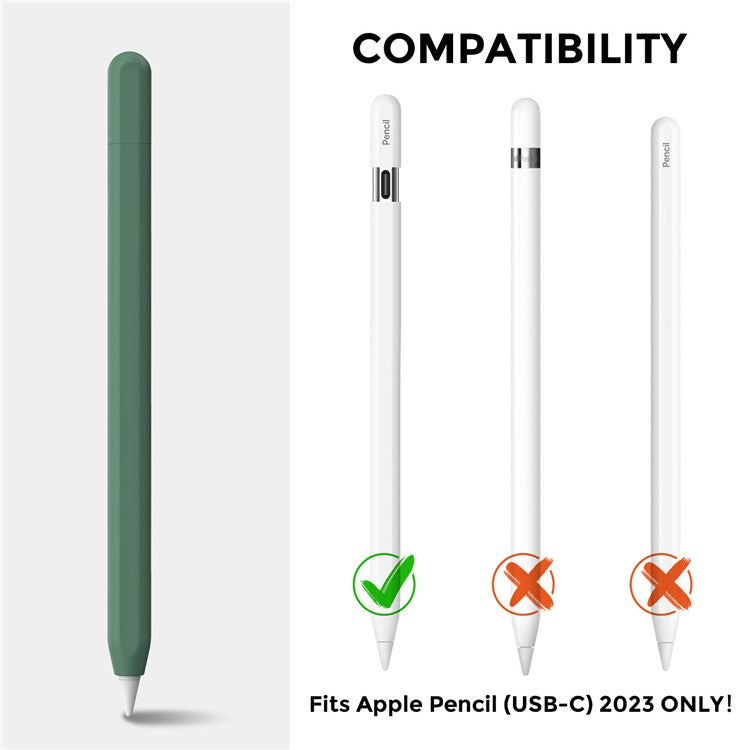 AHASTYLE PT65-3 For Apple Pencil (USB-C) Silicone Sleeve Anti-Drop Pencil Protective Cover - Dark Green